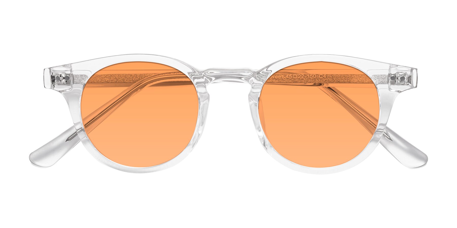 Folded Front of Sweet in Clear with Medium Orange Tinted Lenses