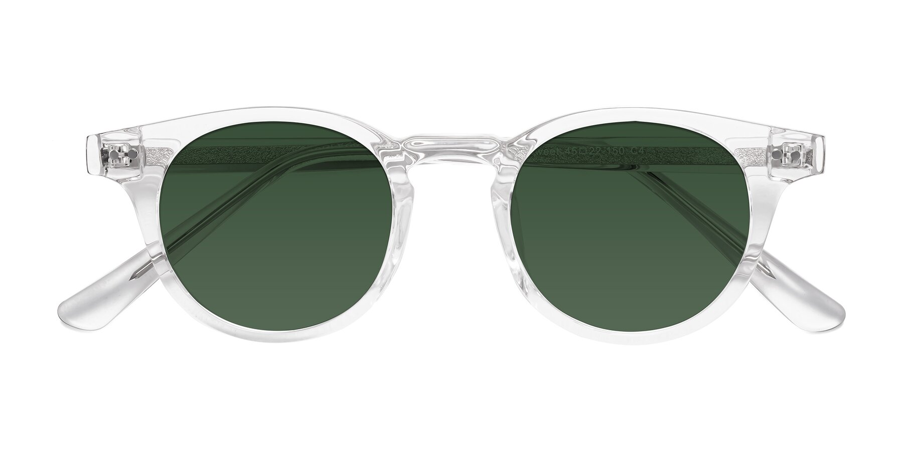 Folded Front of Sweet in Clear with Green Tinted Lenses