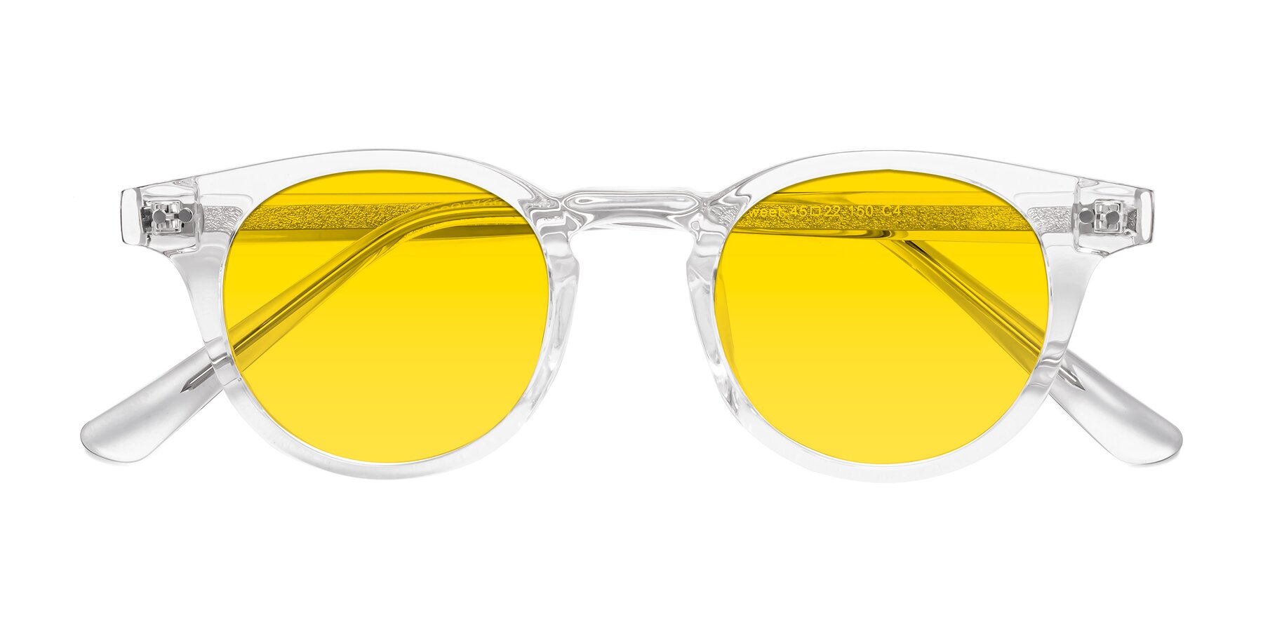 Folded Front of Sweet in Clear with Yellow Tinted Lenses