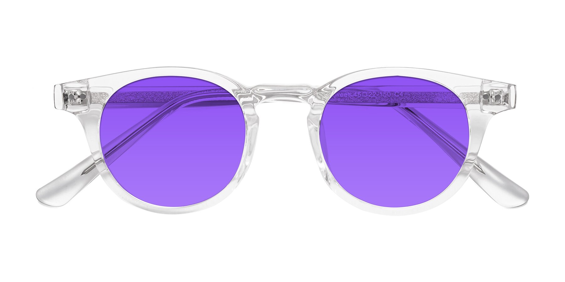 Folded Front of Sweet in Clear with Purple Tinted Lenses