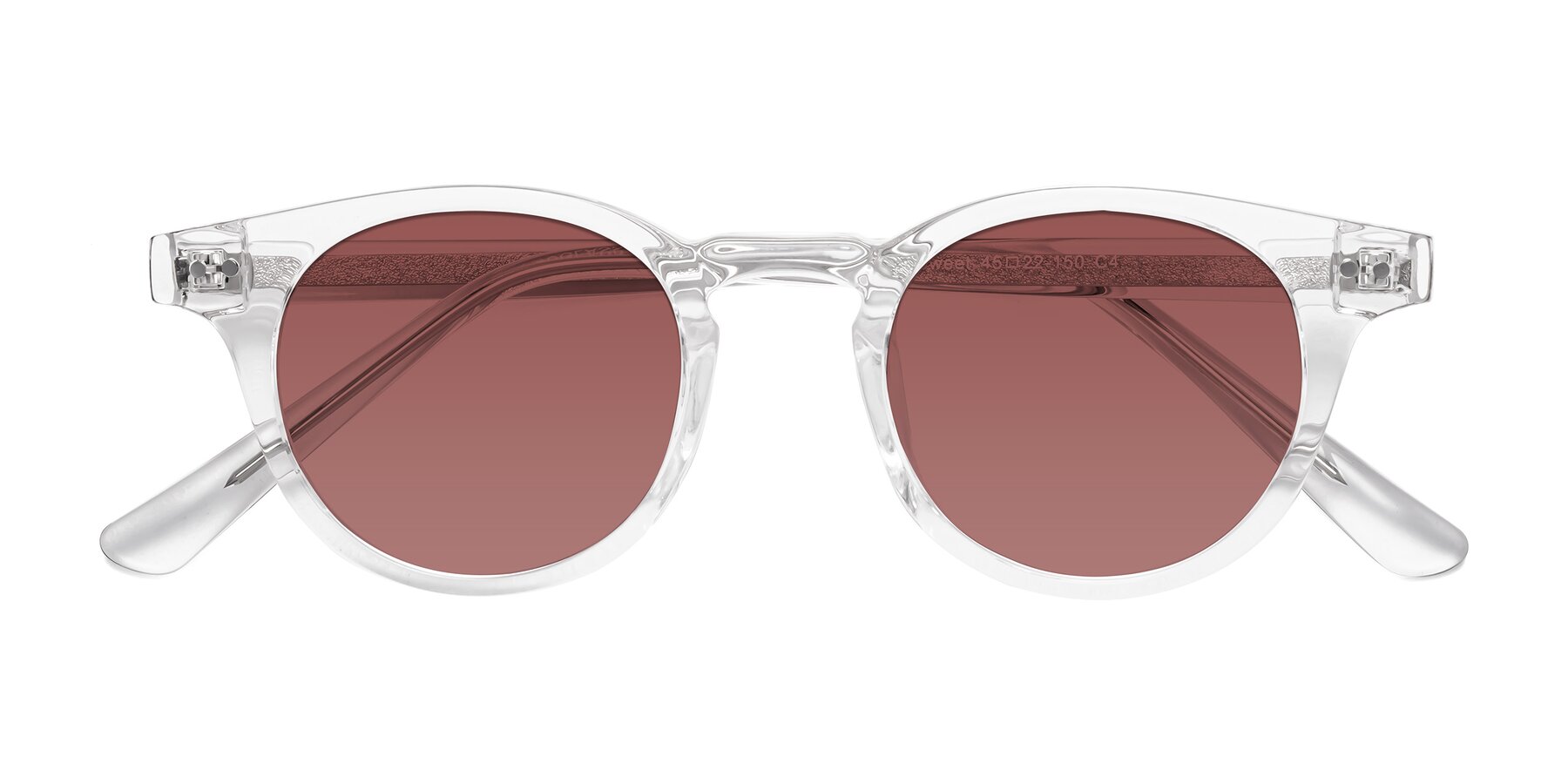 Folded Front of Sweet in Clear with Garnet Tinted Lenses