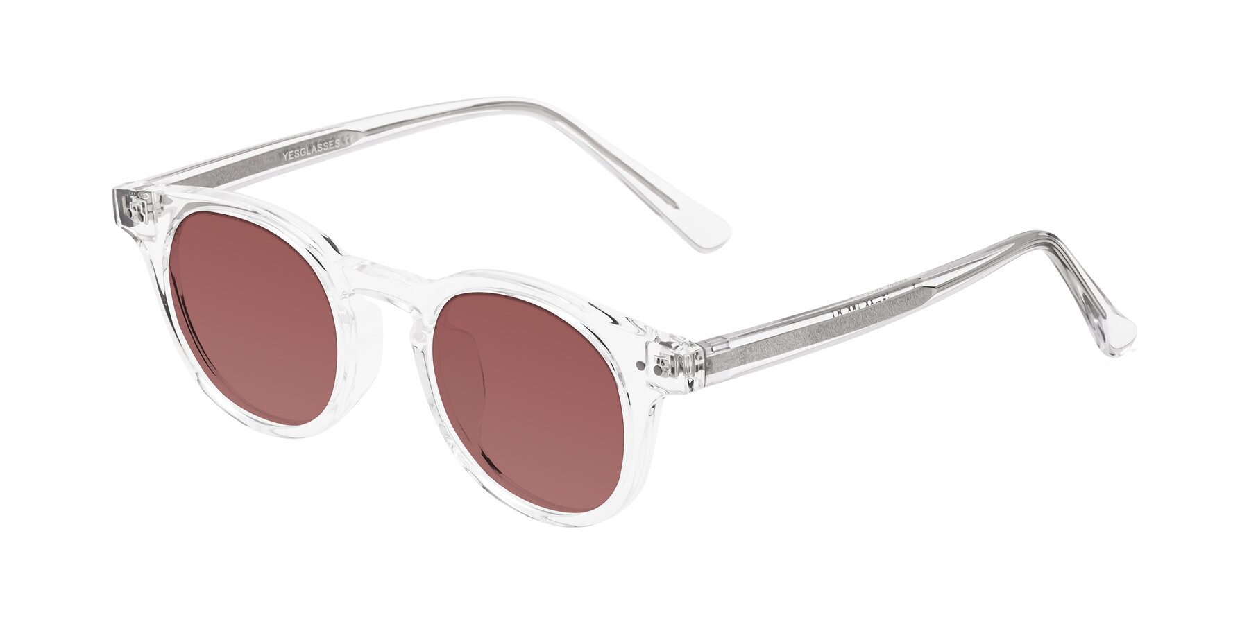 Angle of Sweet in Clear with Garnet Tinted Lenses