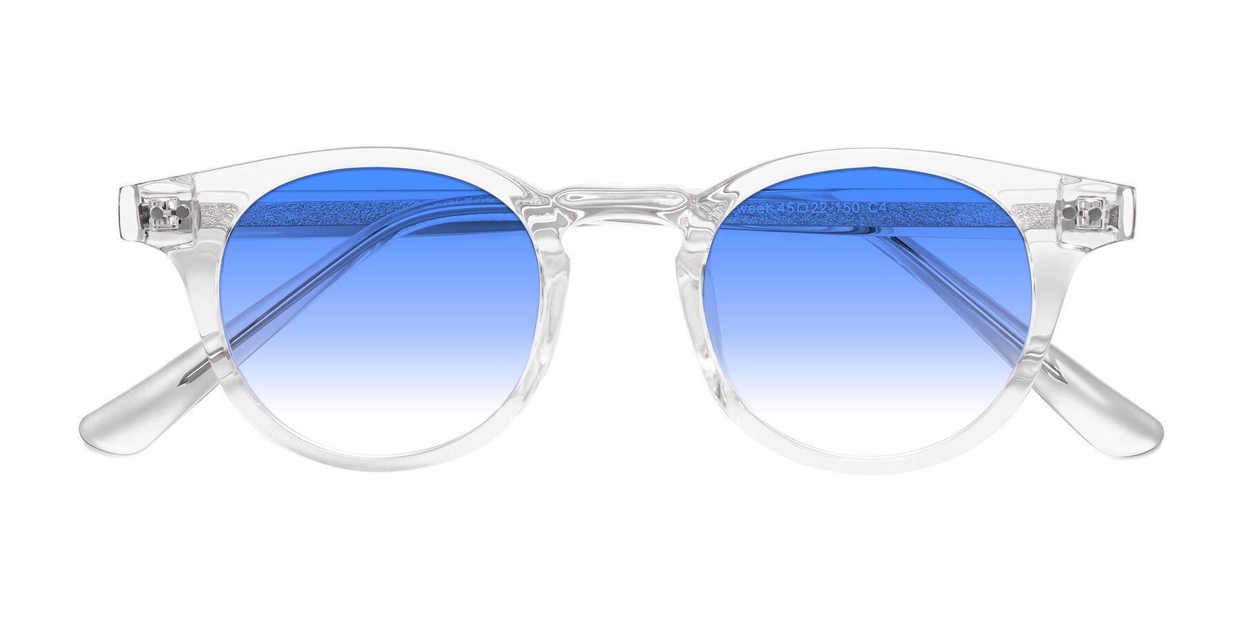 Folded Front of Sweet in Clear with Blue Gradient Lenses