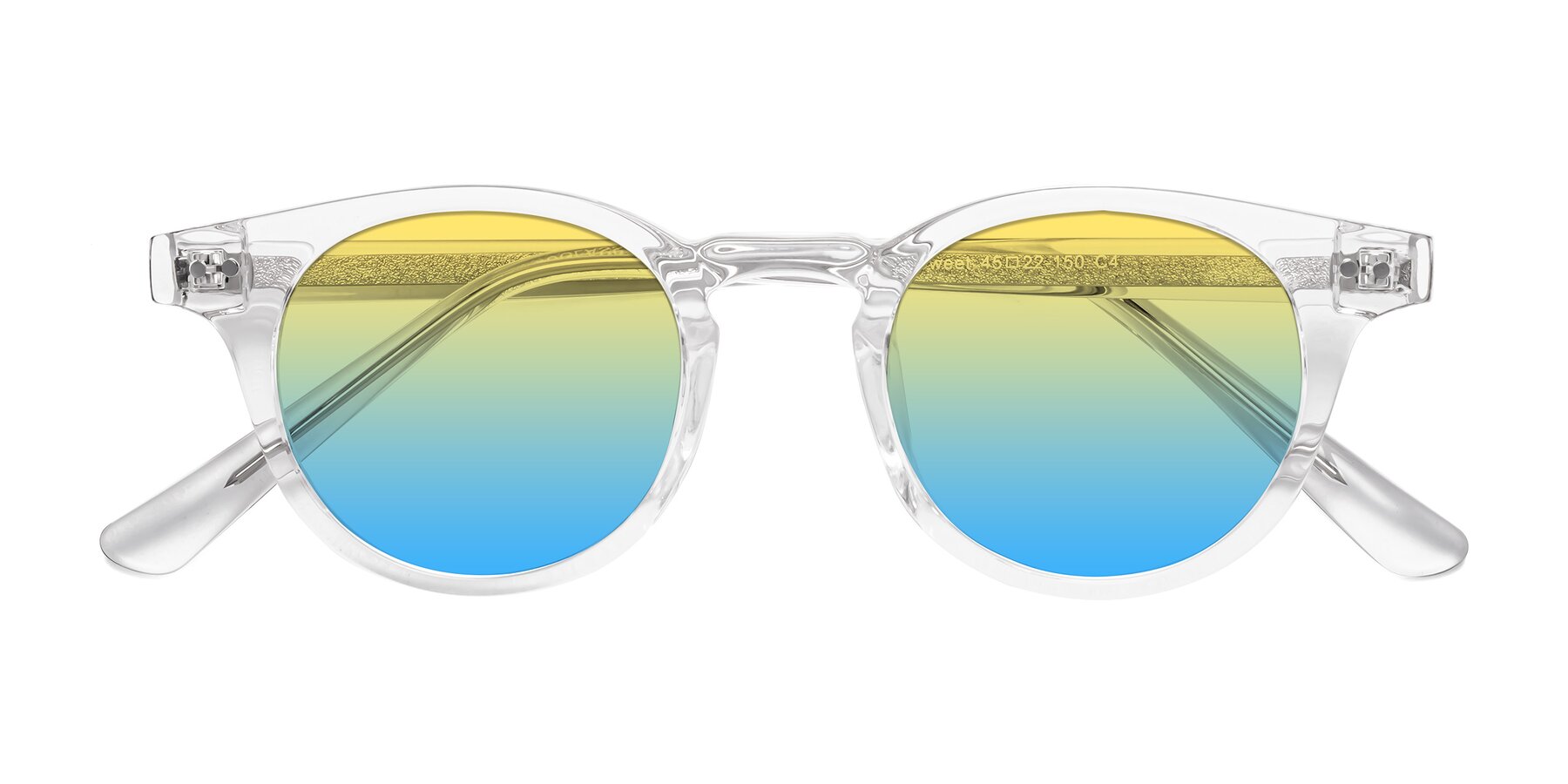 Folded Front of Sweet in Clear with Yellow / Blue Gradient Lenses