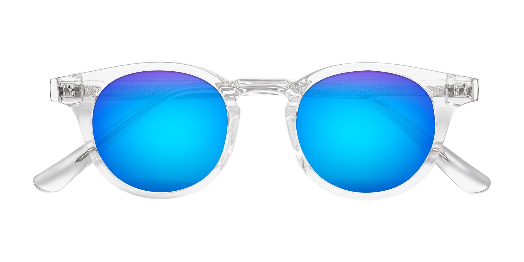 Folded Front of Sweet in Clear with Blue Mirrored Lenses