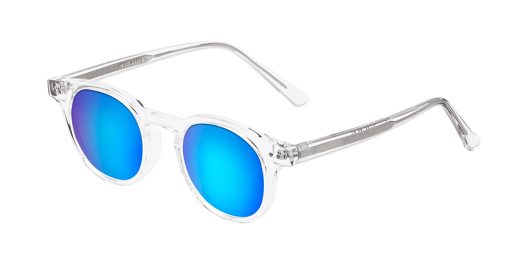 Angle of Sweet in Clear with Blue Mirrored Lenses