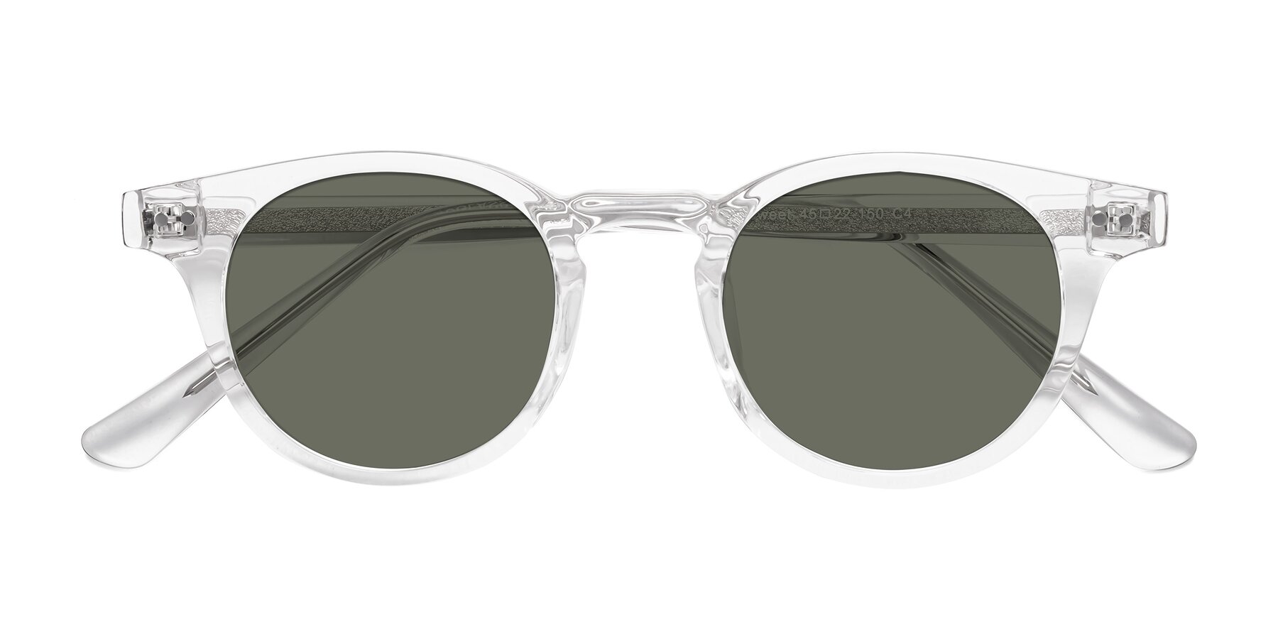 Folded Front of Sweet in Clear with Gray Polarized Lenses