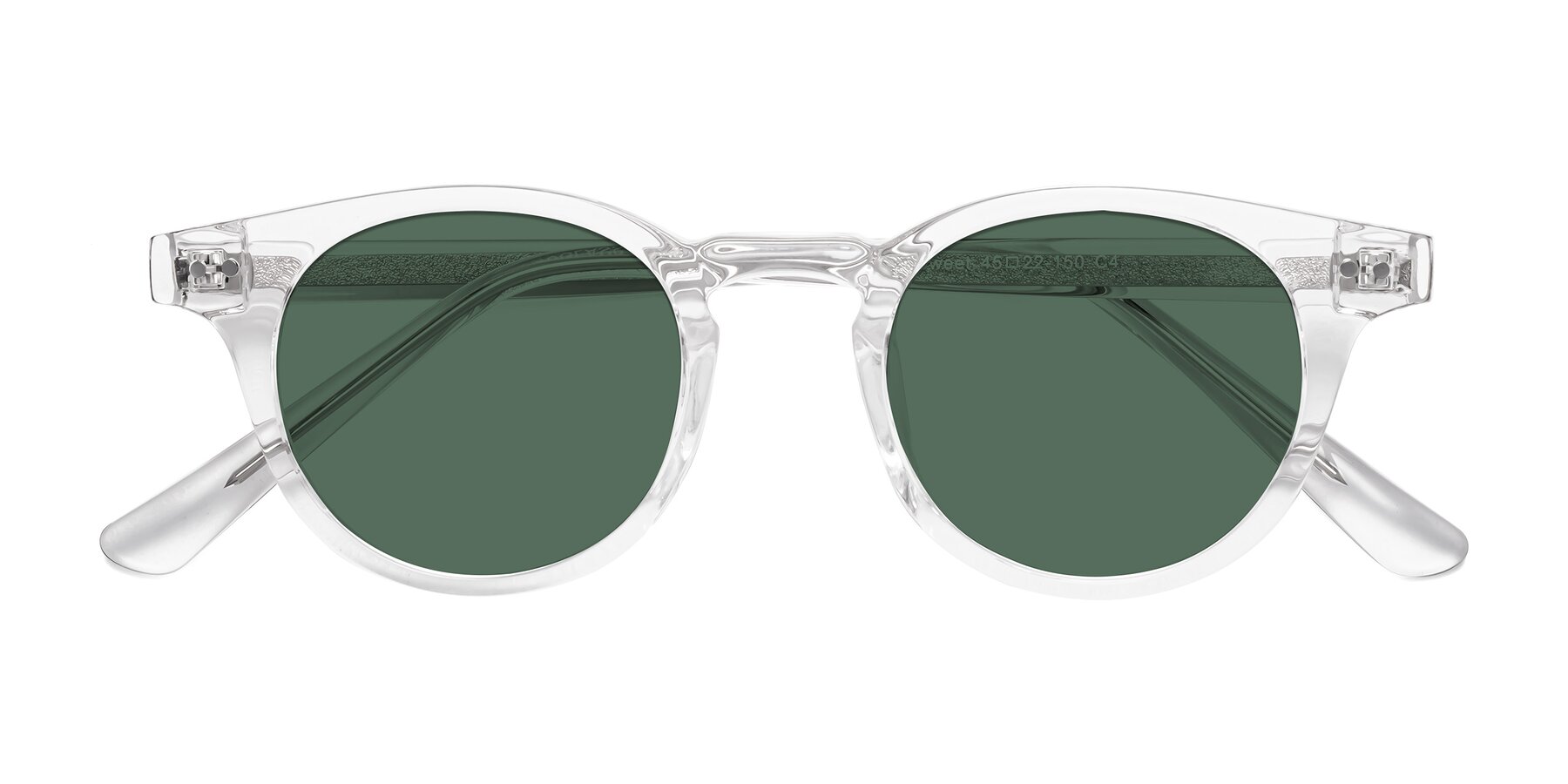 Folded Front of Sweet in Clear with Green Polarized Lenses