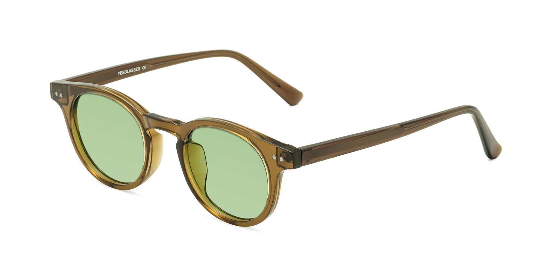 Angle of Sweet in Muddy Brown with Medium Green Tinted Lenses