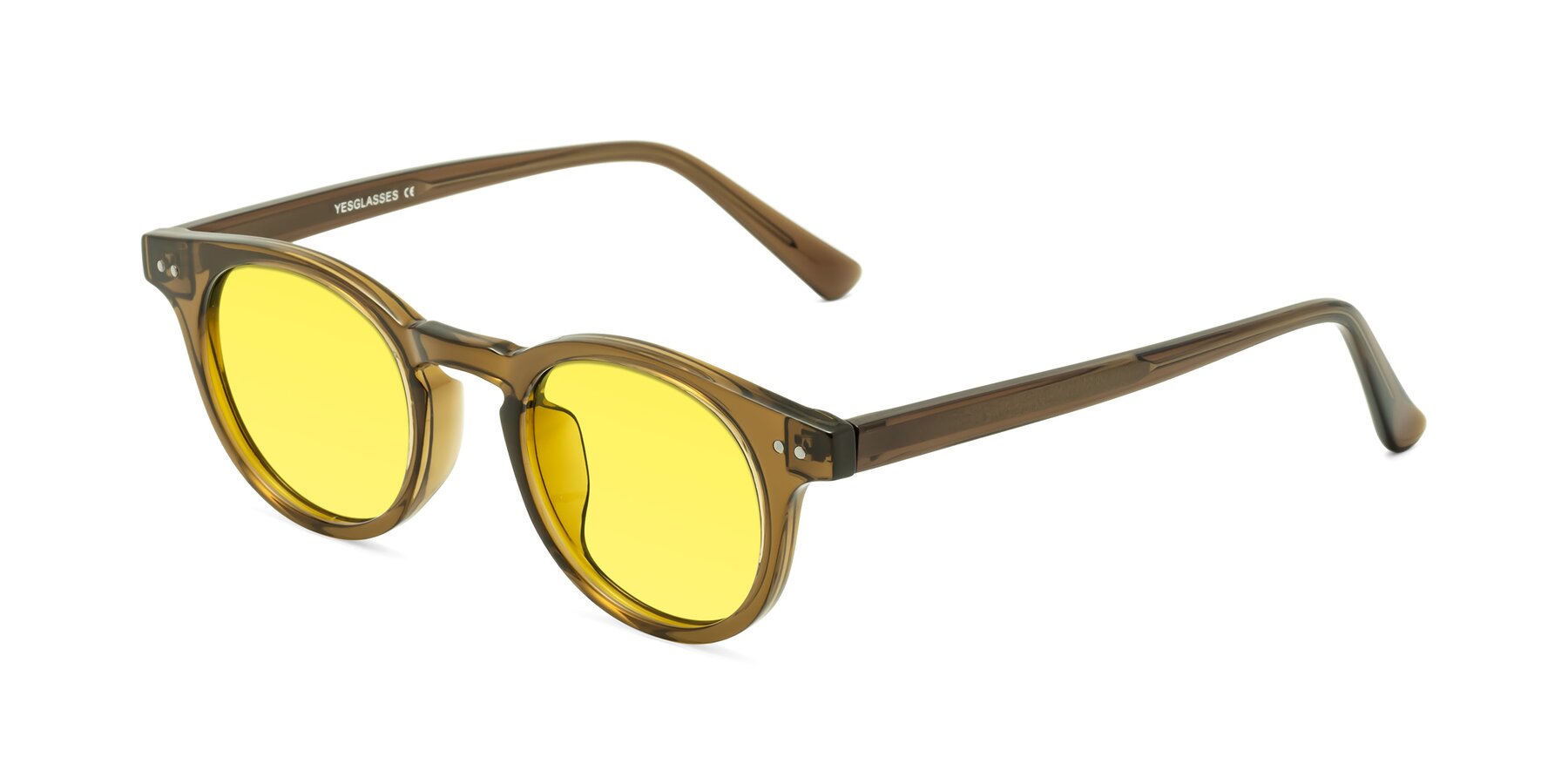 Angle of Sweet in Muddy Brown with Medium Yellow Tinted Lenses