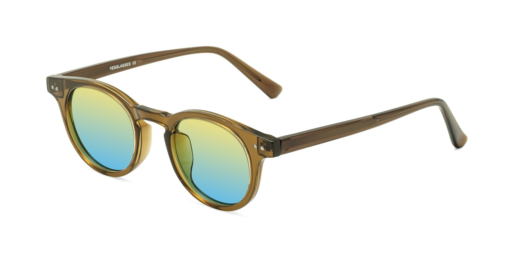 Angle of Sweet in Muddy Brown with Yellow / Blue Gradient Lenses