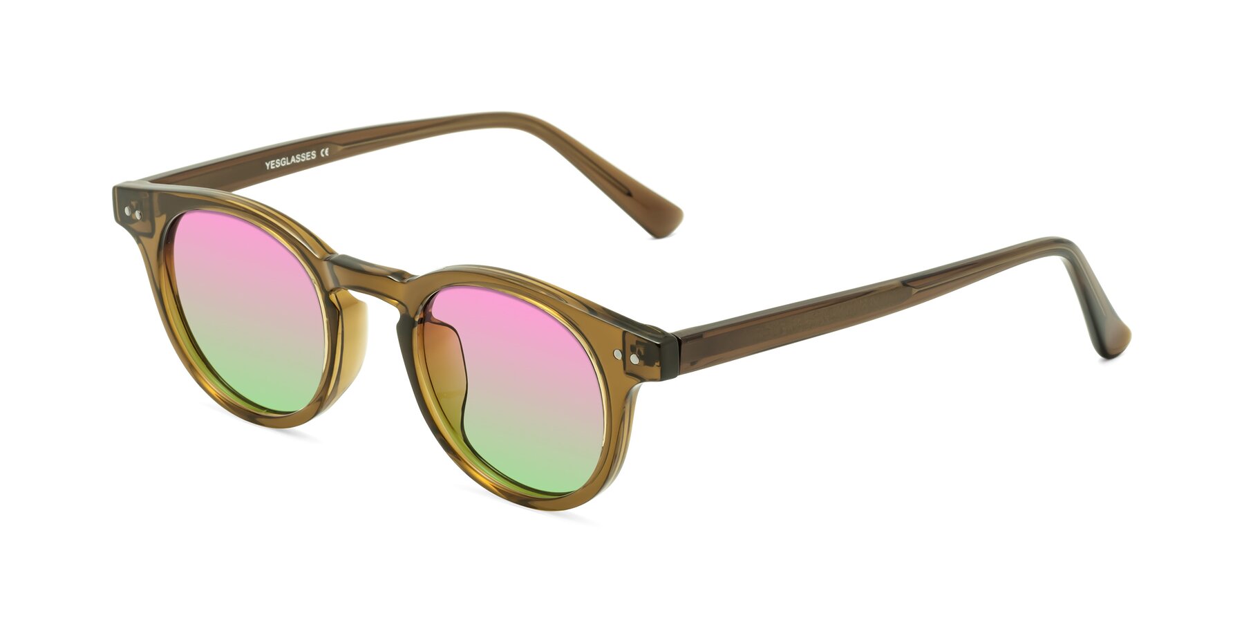 Angle of Sweet in Muddy Brown with Pink / Green Gradient Lenses