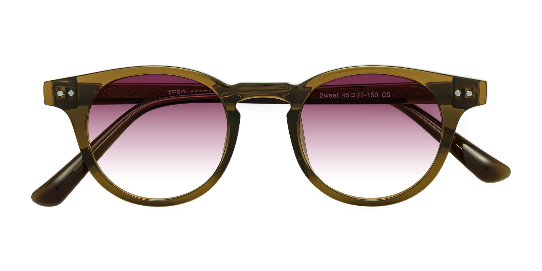 Folded Front of Sweet in Muddy Brown with Wine Gradient Lenses