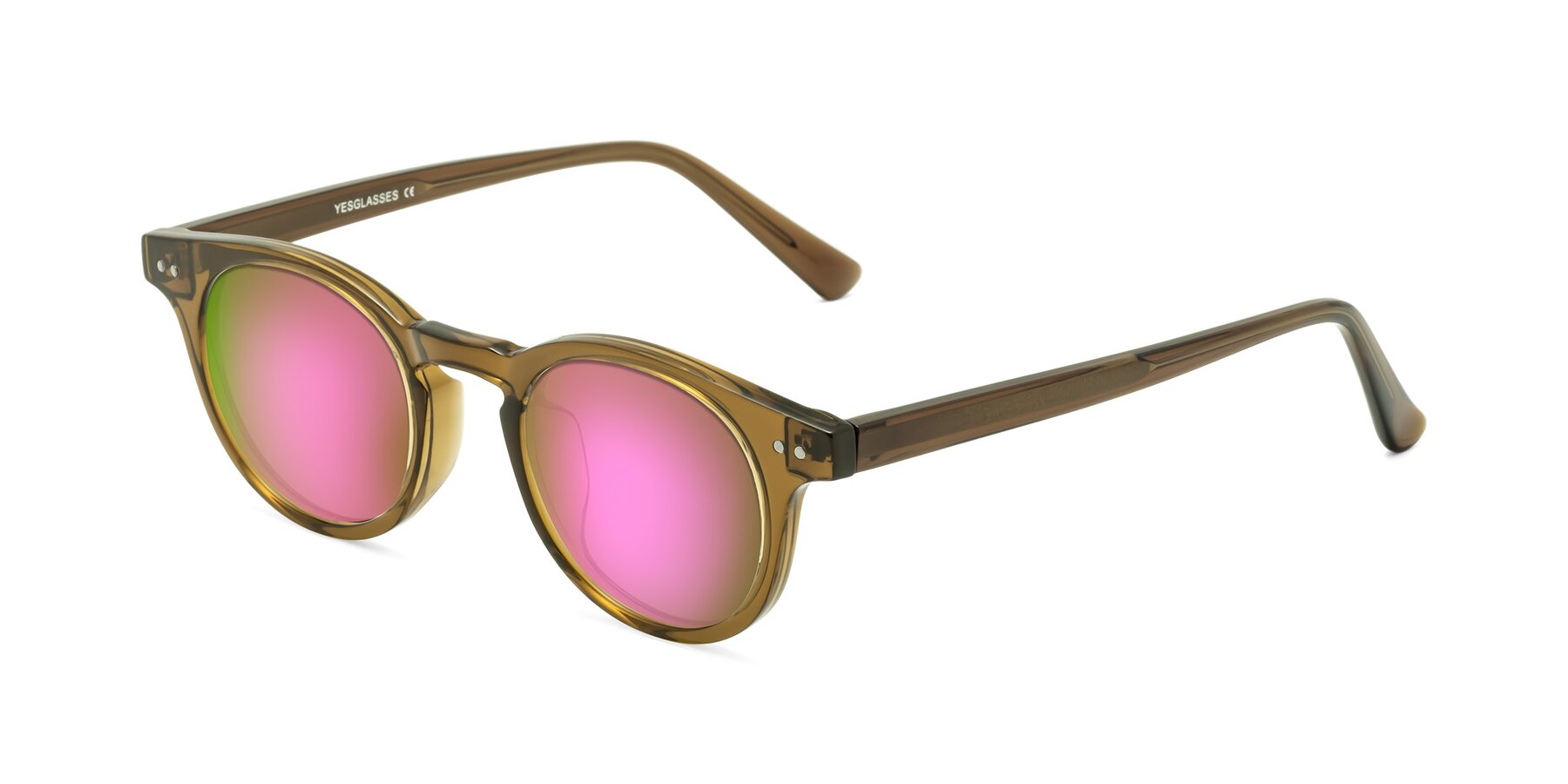 Angle of Sweet in Muddy Brown with Pink Mirrored Lenses