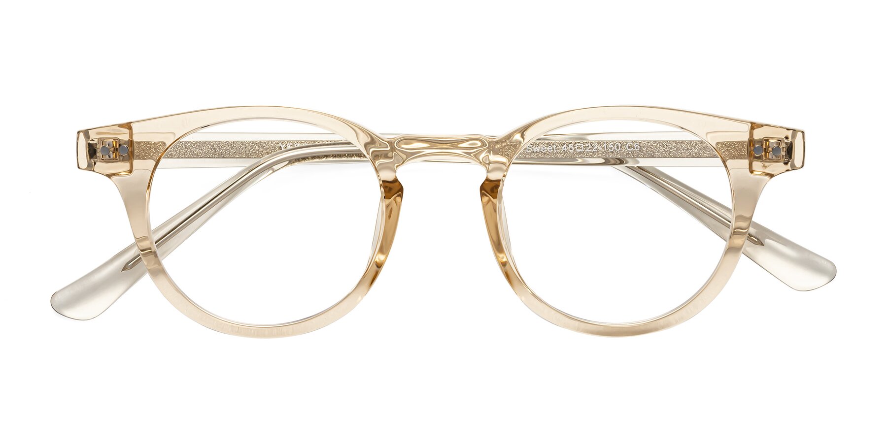 Folded Front of Sweet in Champagne with Clear Blue Light Blocking Lenses