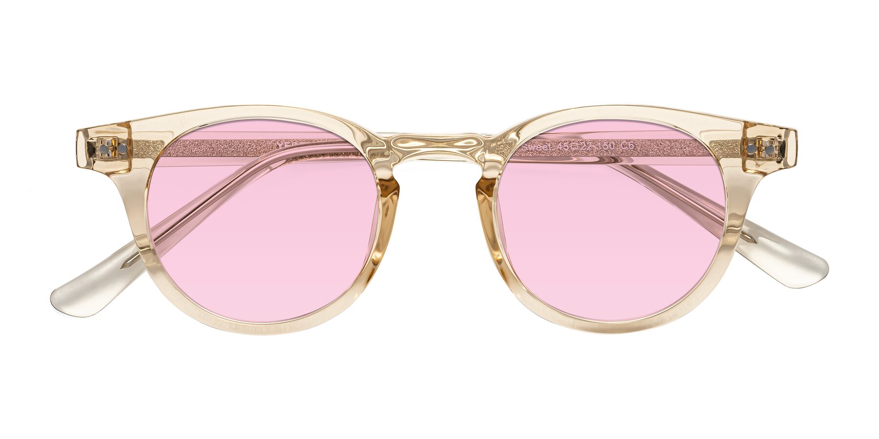 Folded Front of Sweet in Champagne with Light Pink Tinted Lenses