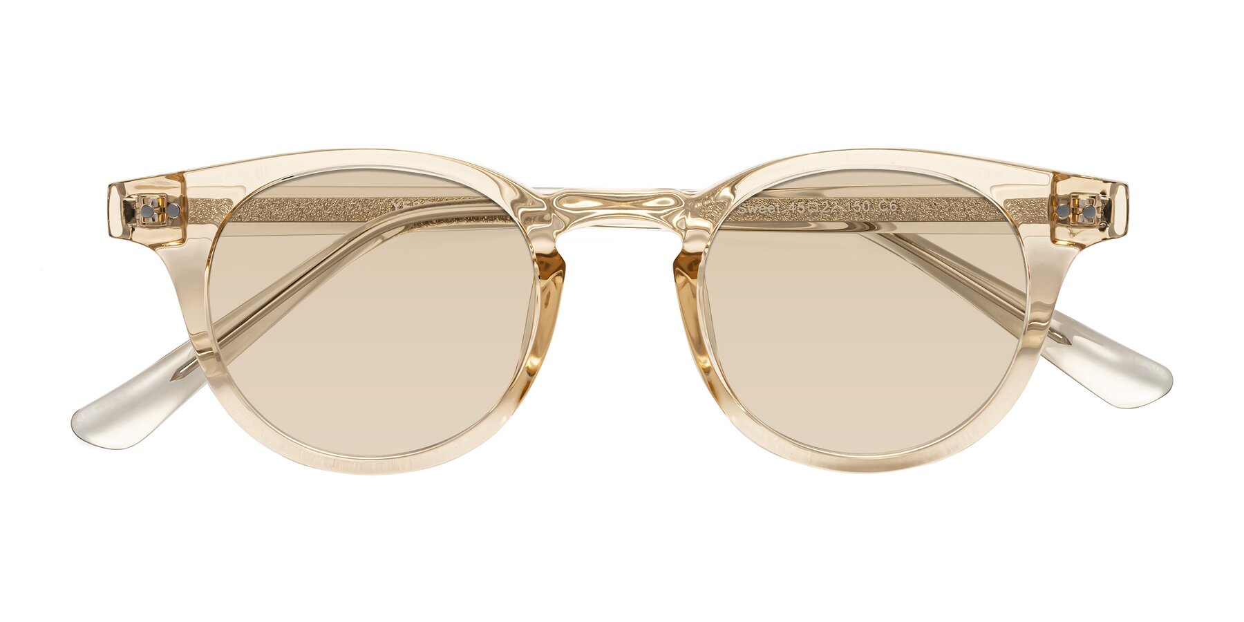 Folded Front of Sweet in Champagne with Light Brown Tinted Lenses