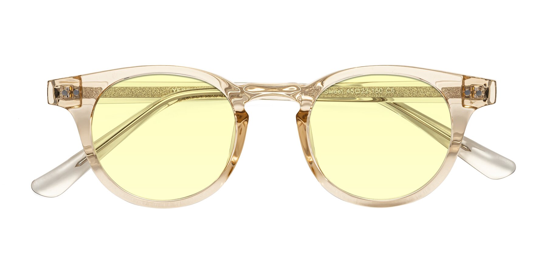 Folded Front of Sweet in Champagne with Light Yellow Tinted Lenses