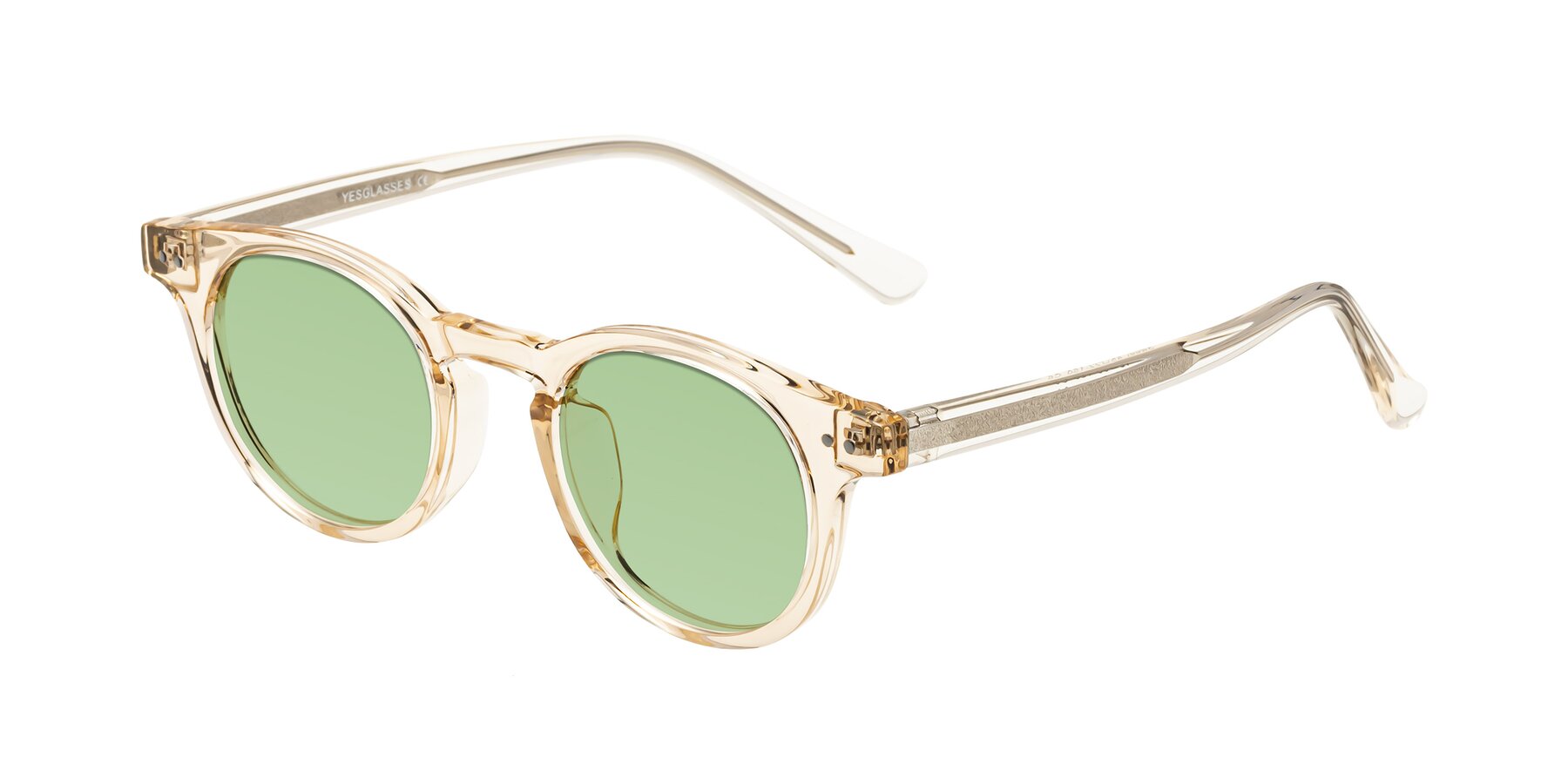 Angle of Sweet in Champagne with Medium Green Tinted Lenses