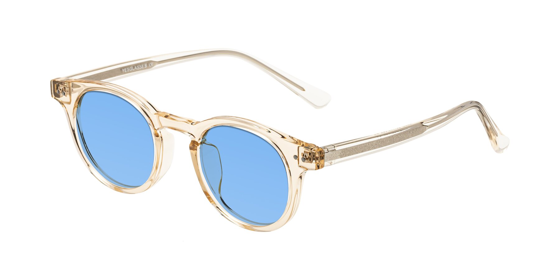 Angle of Sweet in Champagne with Medium Blue Tinted Lenses