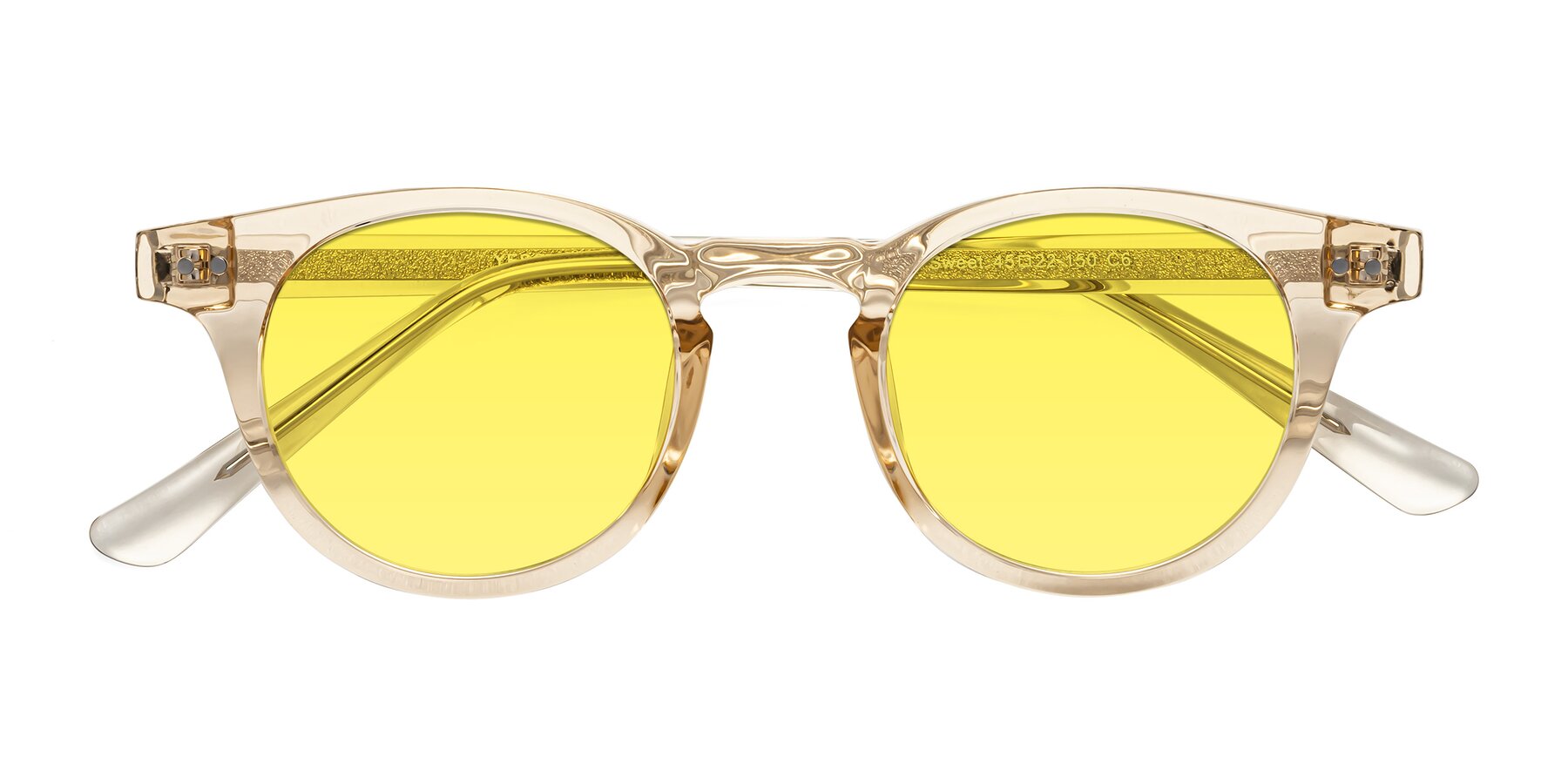 Folded Front of Sweet in Champagne with Medium Yellow Tinted Lenses