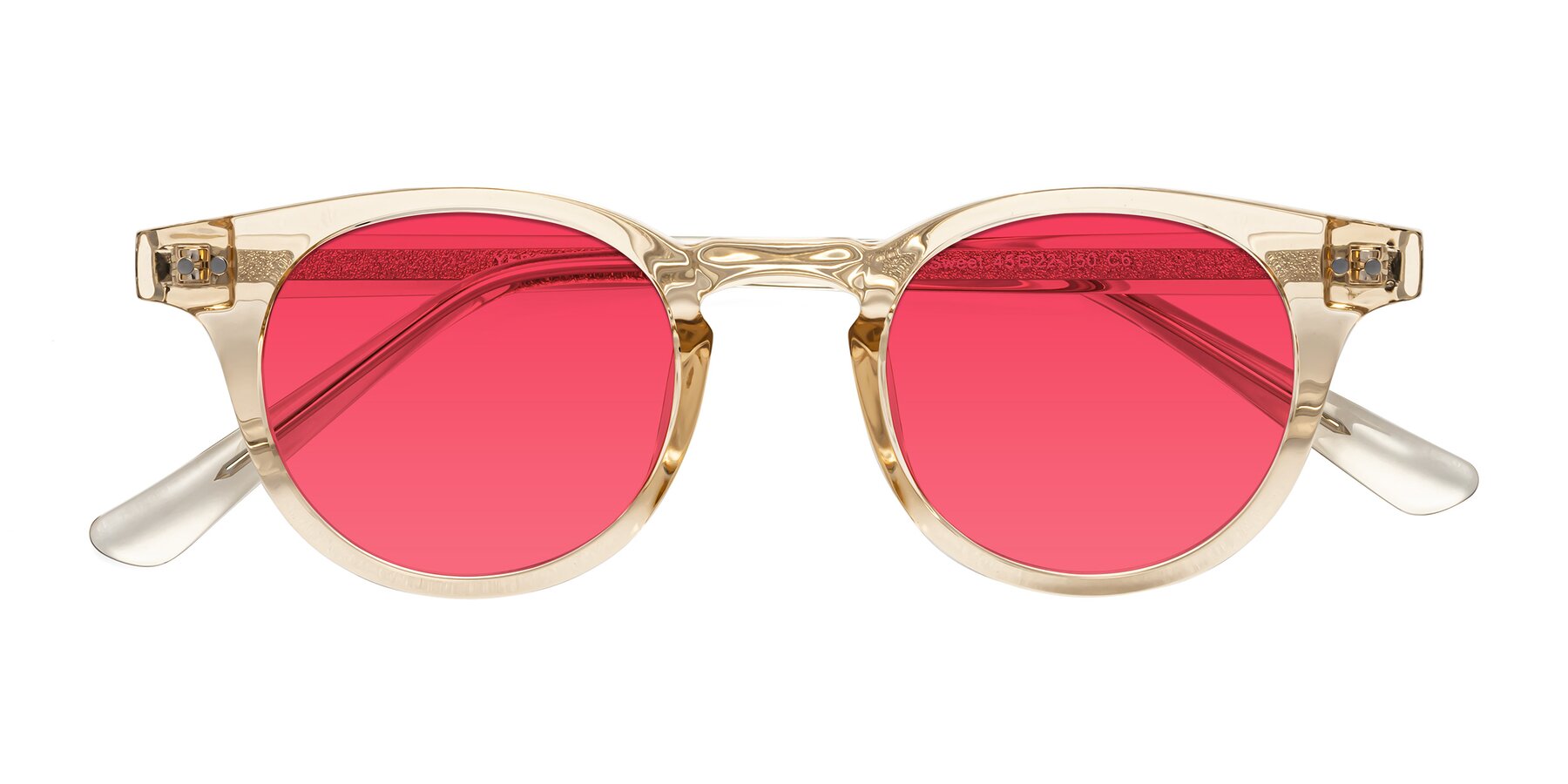 Folded Front of Sweet in Champagne with Red Tinted Lenses
