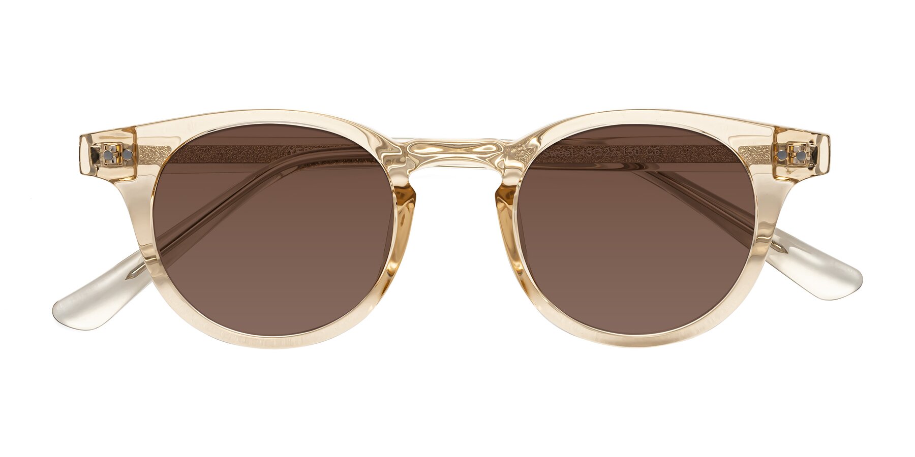Folded Front of Sweet in Champagne with Brown Tinted Lenses