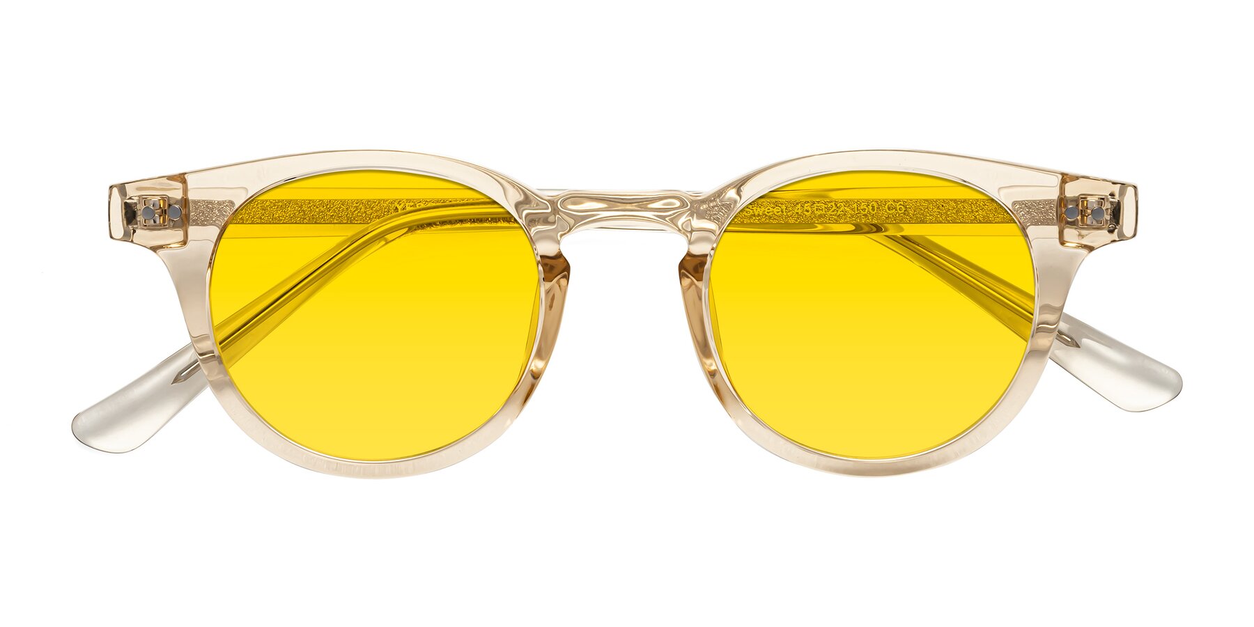 Folded Front of Sweet in Champagne with Yellow Tinted Lenses