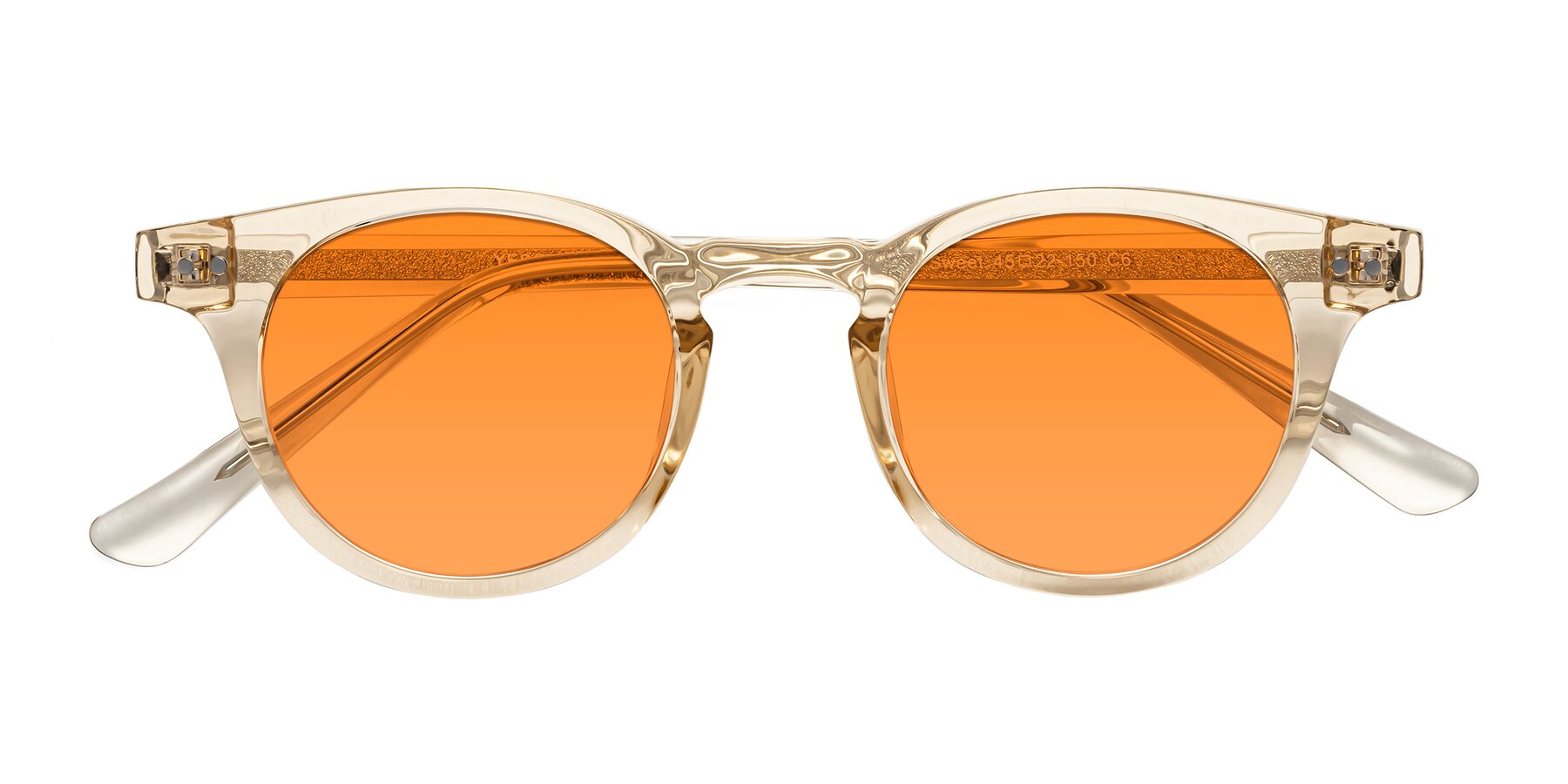 Folded Front of Sweet in Champagne with Orange Tinted Lenses