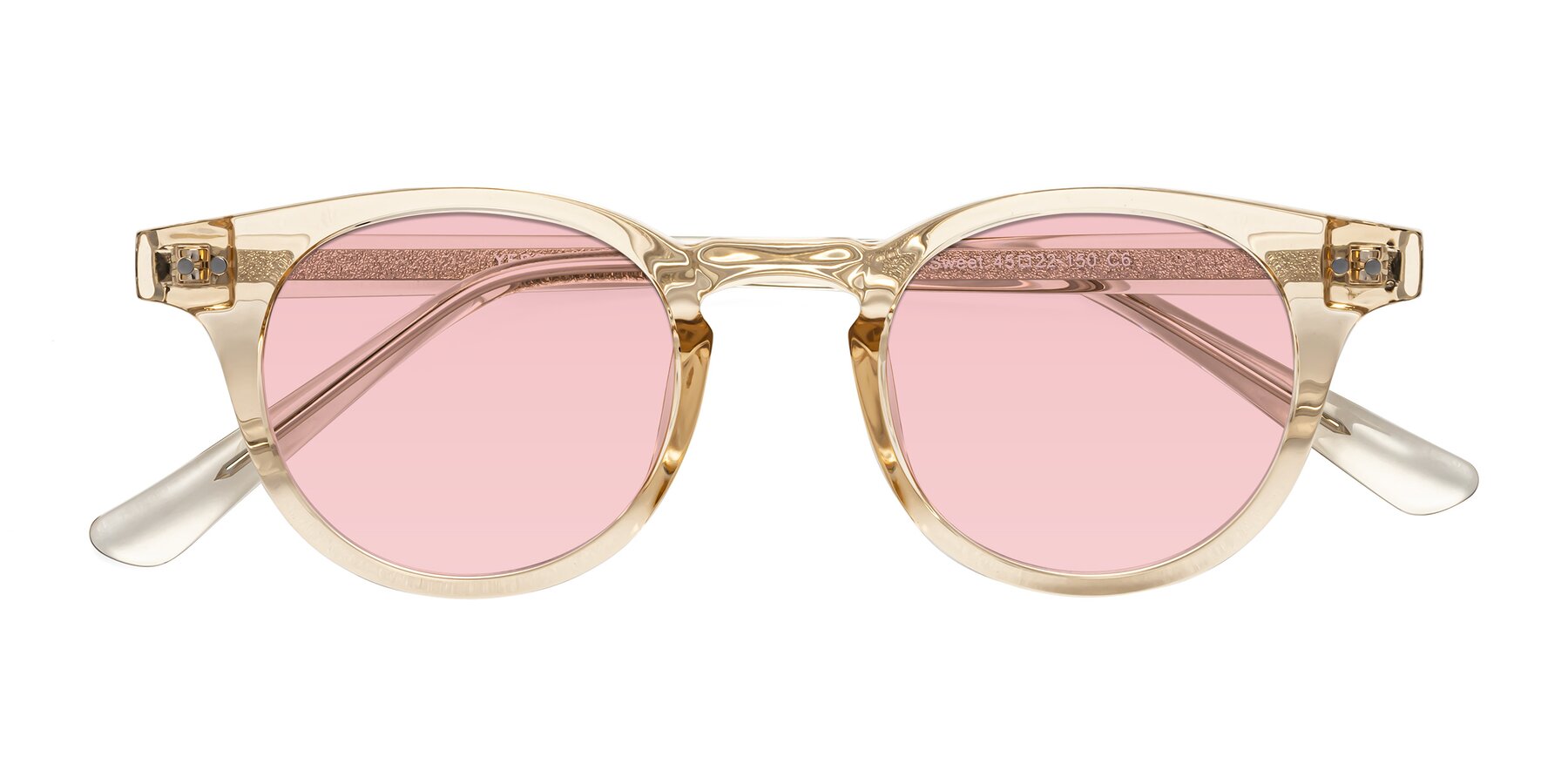 Folded Front of Sweet in Champagne with Light Garnet Tinted Lenses