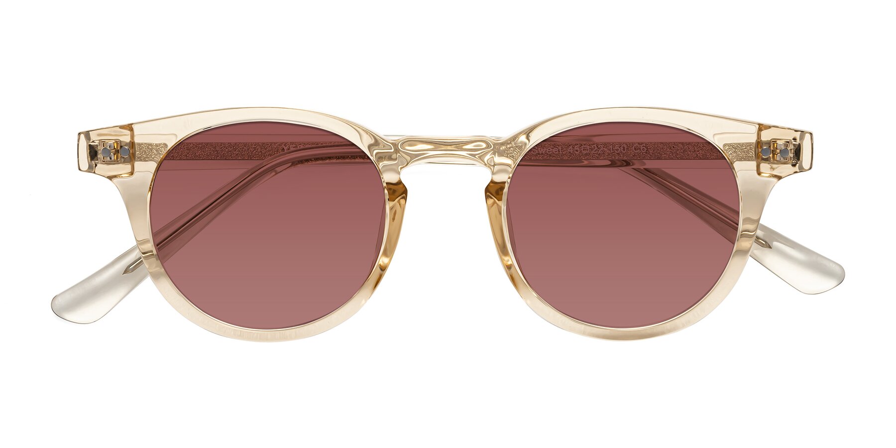 Folded Front of Sweet in Champagne with Garnet Tinted Lenses