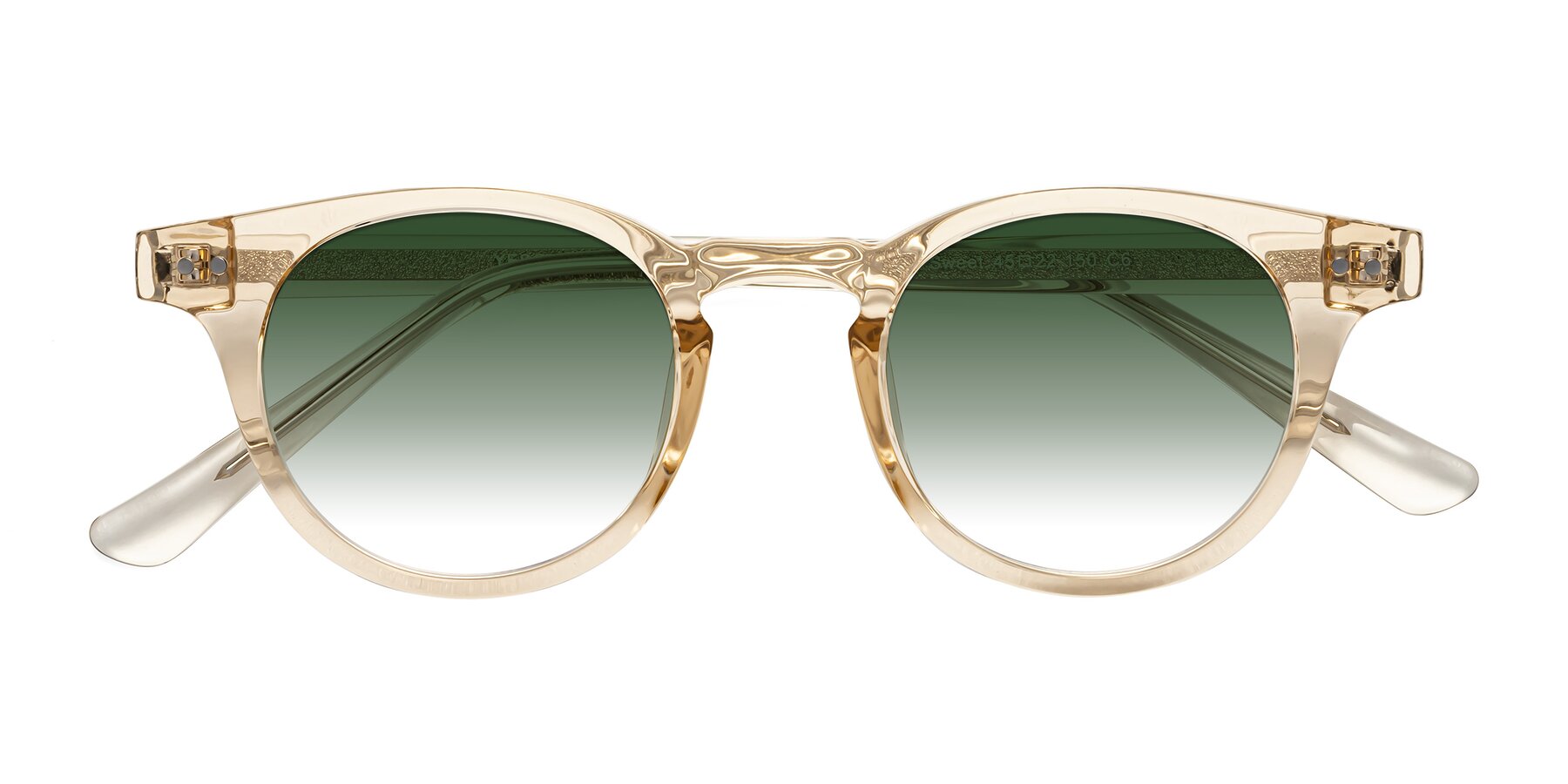 Folded Front of Sweet in Champagne with Green Gradient Lenses