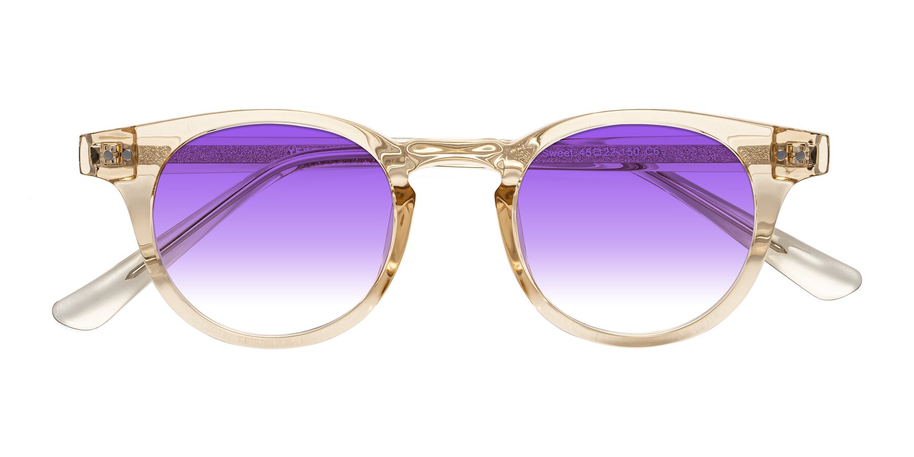 Folded Front of Sweet in Champagne with Purple Gradient Lenses