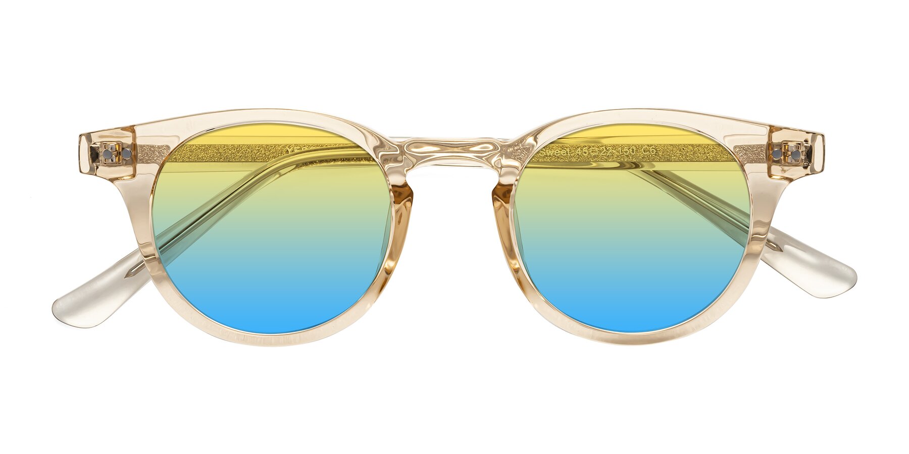 Folded Front of Sweet in Champagne with Yellow / Blue Gradient Lenses