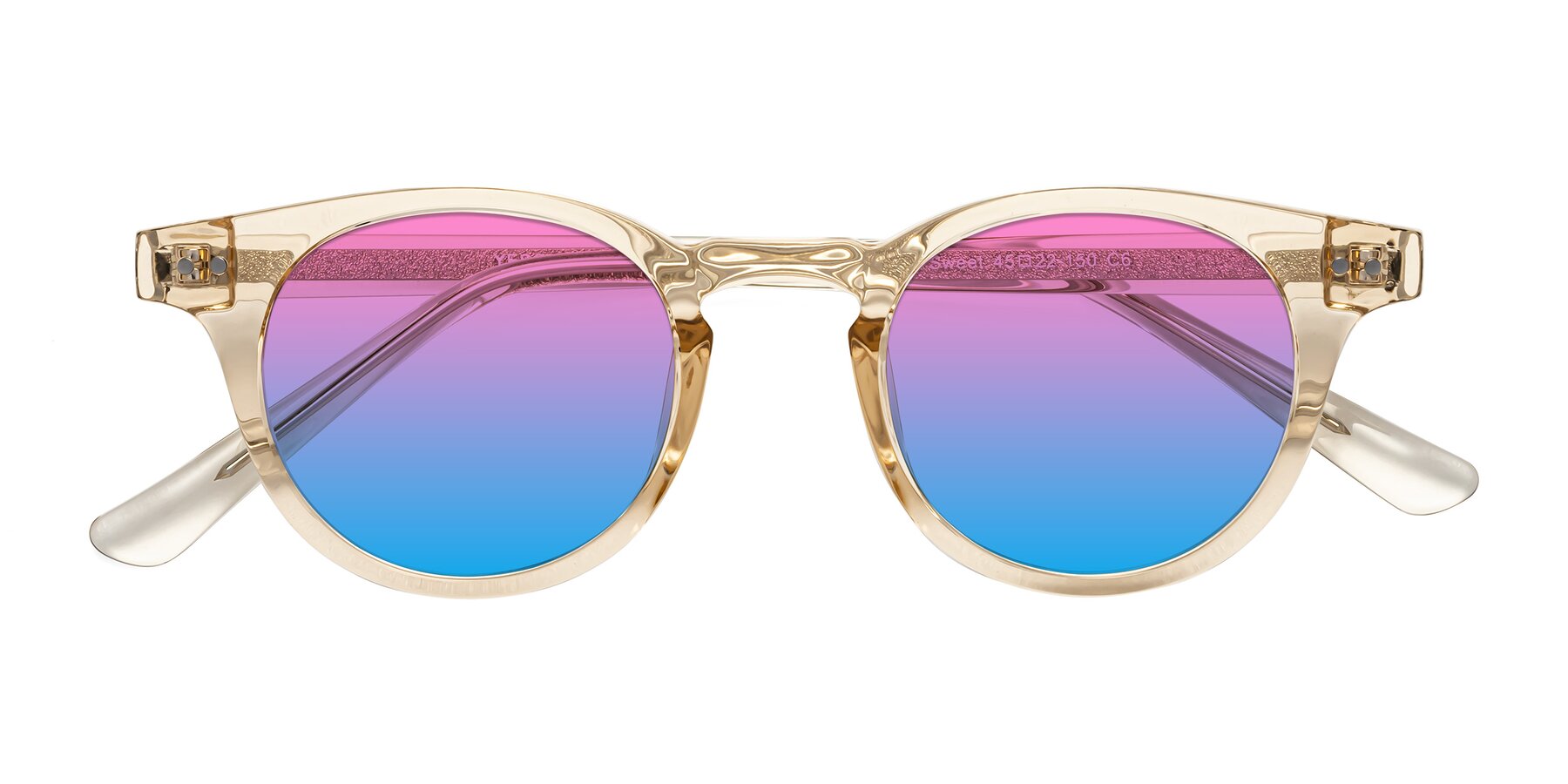 Folded Front of Sweet in Champagne with Pink / Blue Gradient Lenses