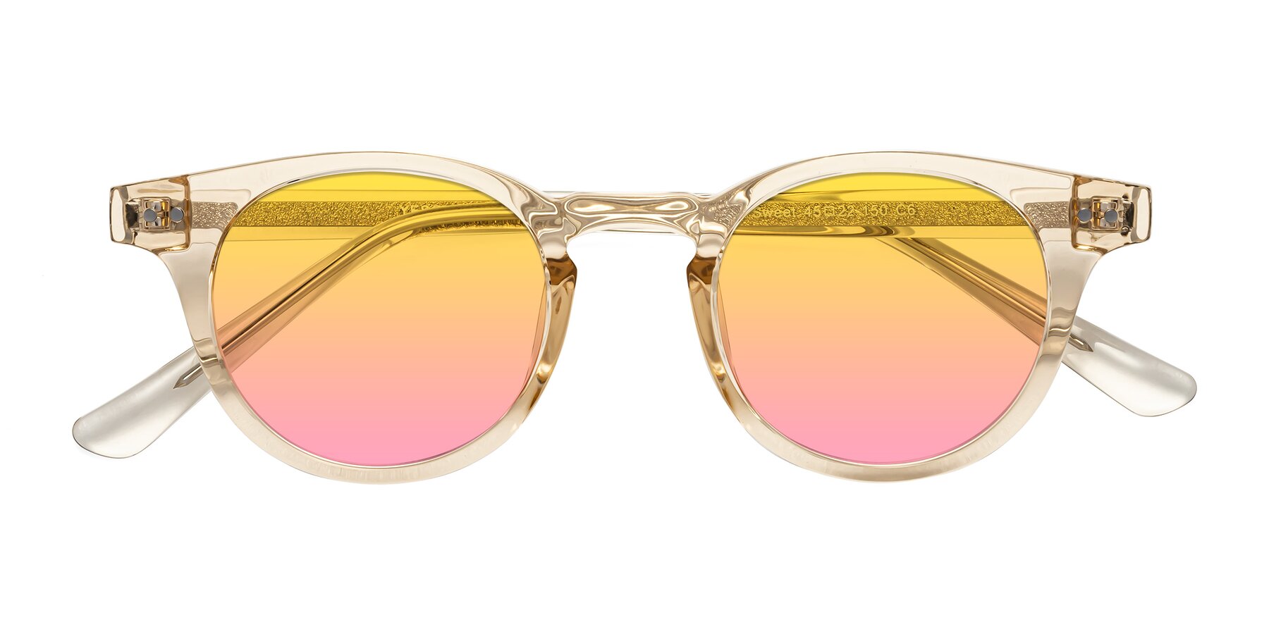 Folded Front of Sweet in Champagne with Yellow / Pink Gradient Lenses