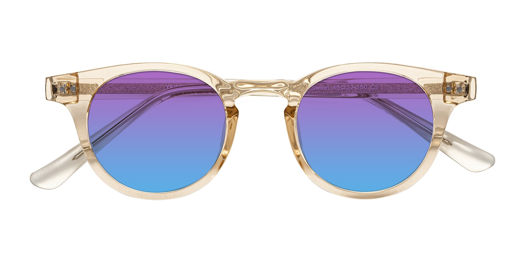 Folded Front of Sweet in Champagne with Purple / Blue Gradient Lenses