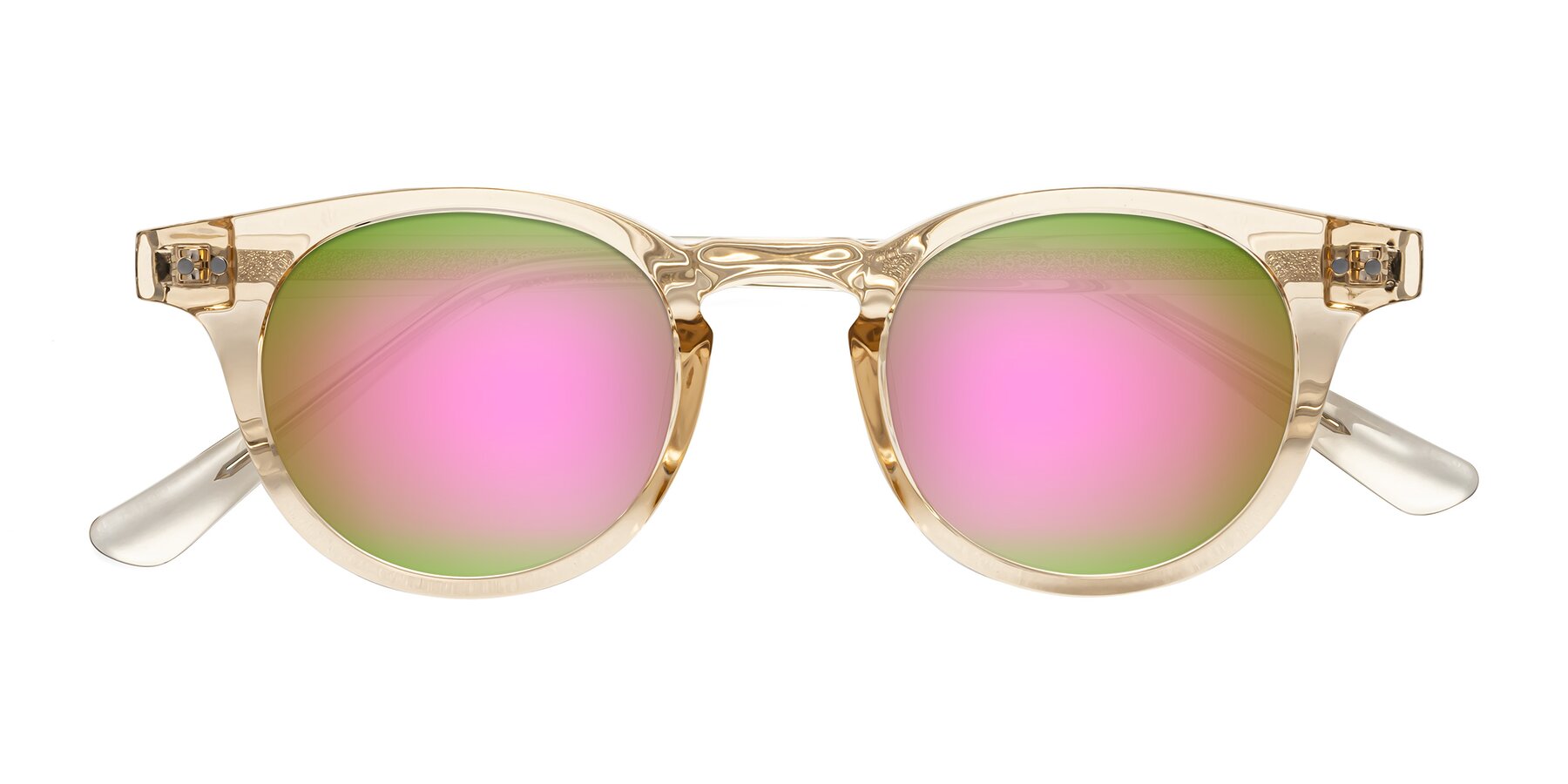 Folded Front of Sweet in Champagne with Pink Mirrored Lenses