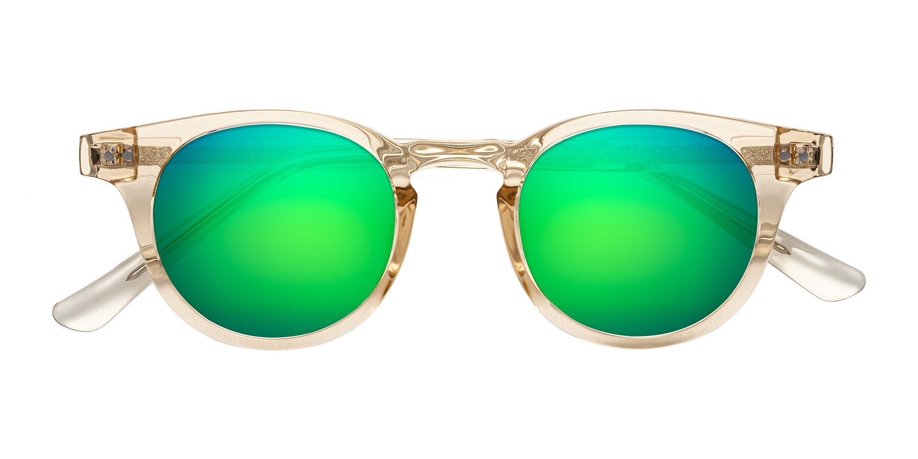 Folded Front of Sweet in Champagne with Green Mirrored Lenses