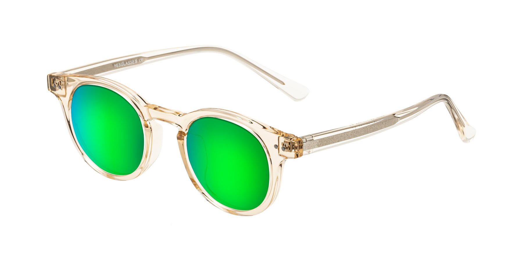 Angle of Sweet in Champagne with Green Mirrored Lenses