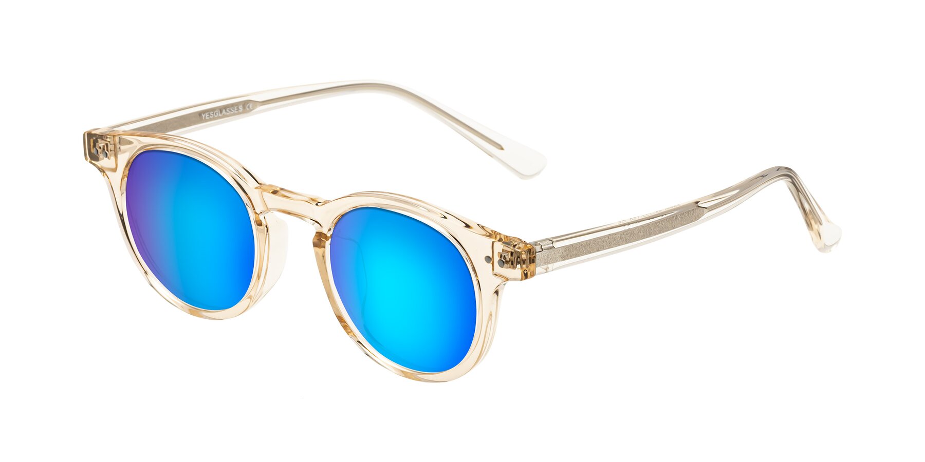 Angle of Sweet in Champagne with Blue Mirrored Lenses