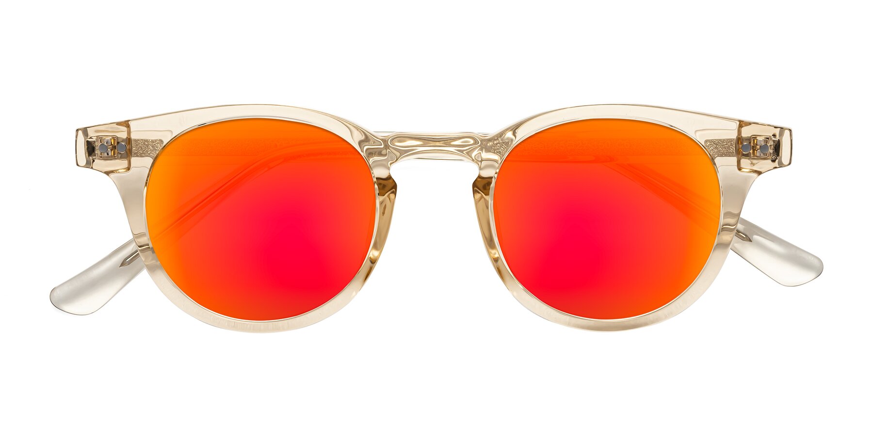 Folded Front of Sweet in Champagne with Red Gold Mirrored Lenses