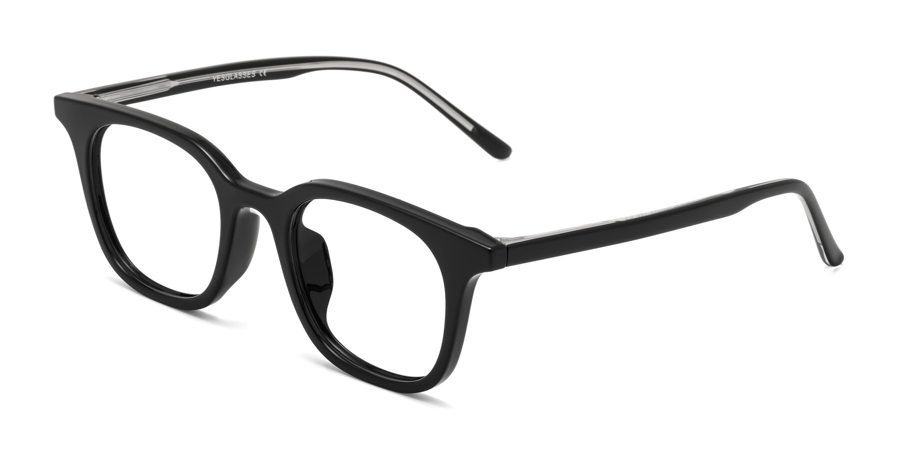 Angle of Gemini in Black with Clear Blue Light Blocking Lenses