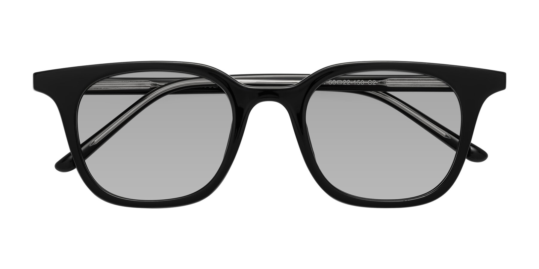 Folded Front of Gemini in Black with Light Gray Tinted Lenses
