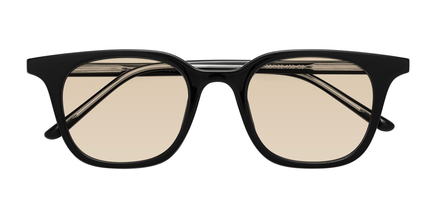 Folded Front of Gemini in Black with Light Brown Tinted Lenses