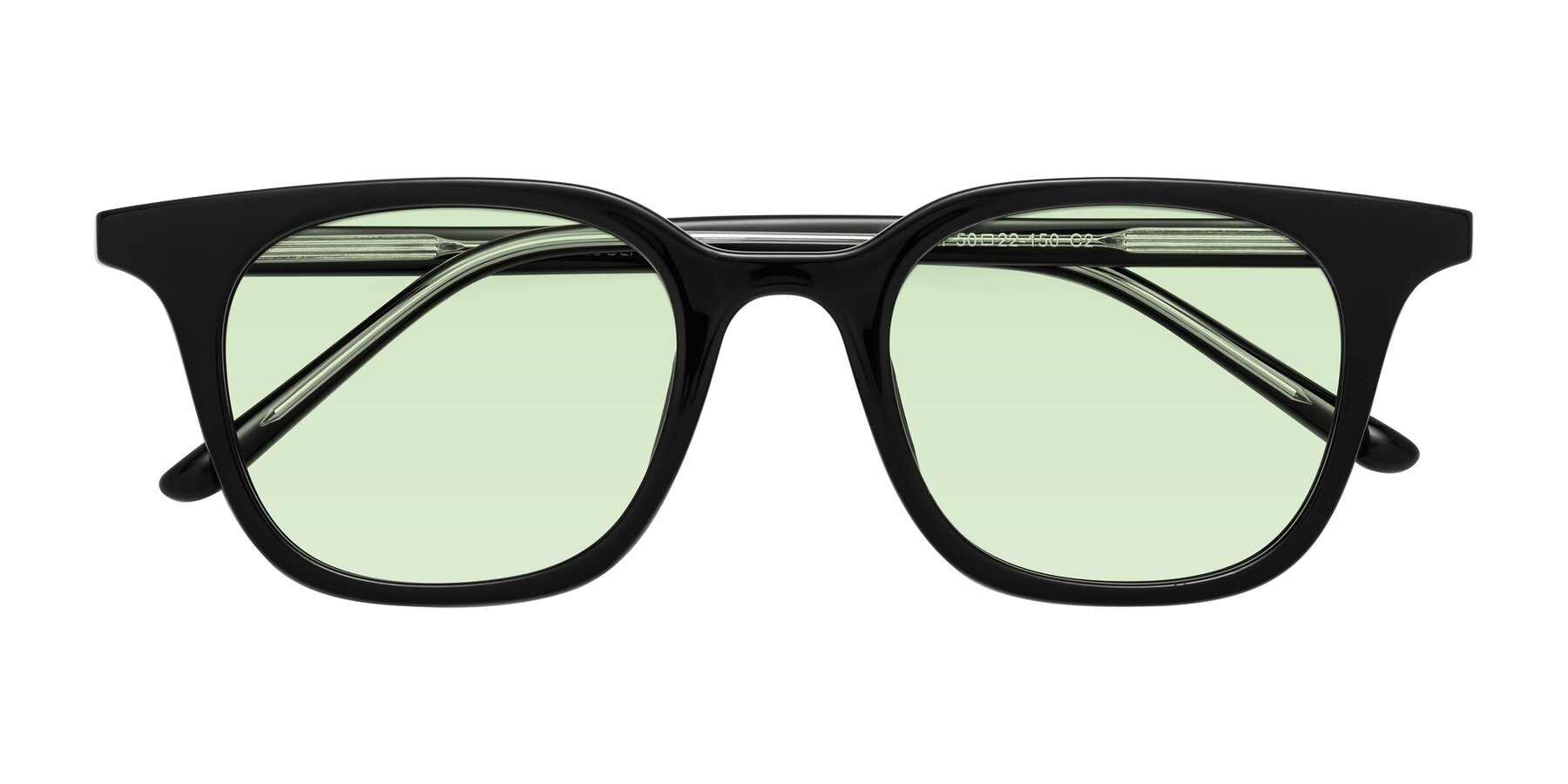 Folded Front of Gemini in Black with Light Green Tinted Lenses