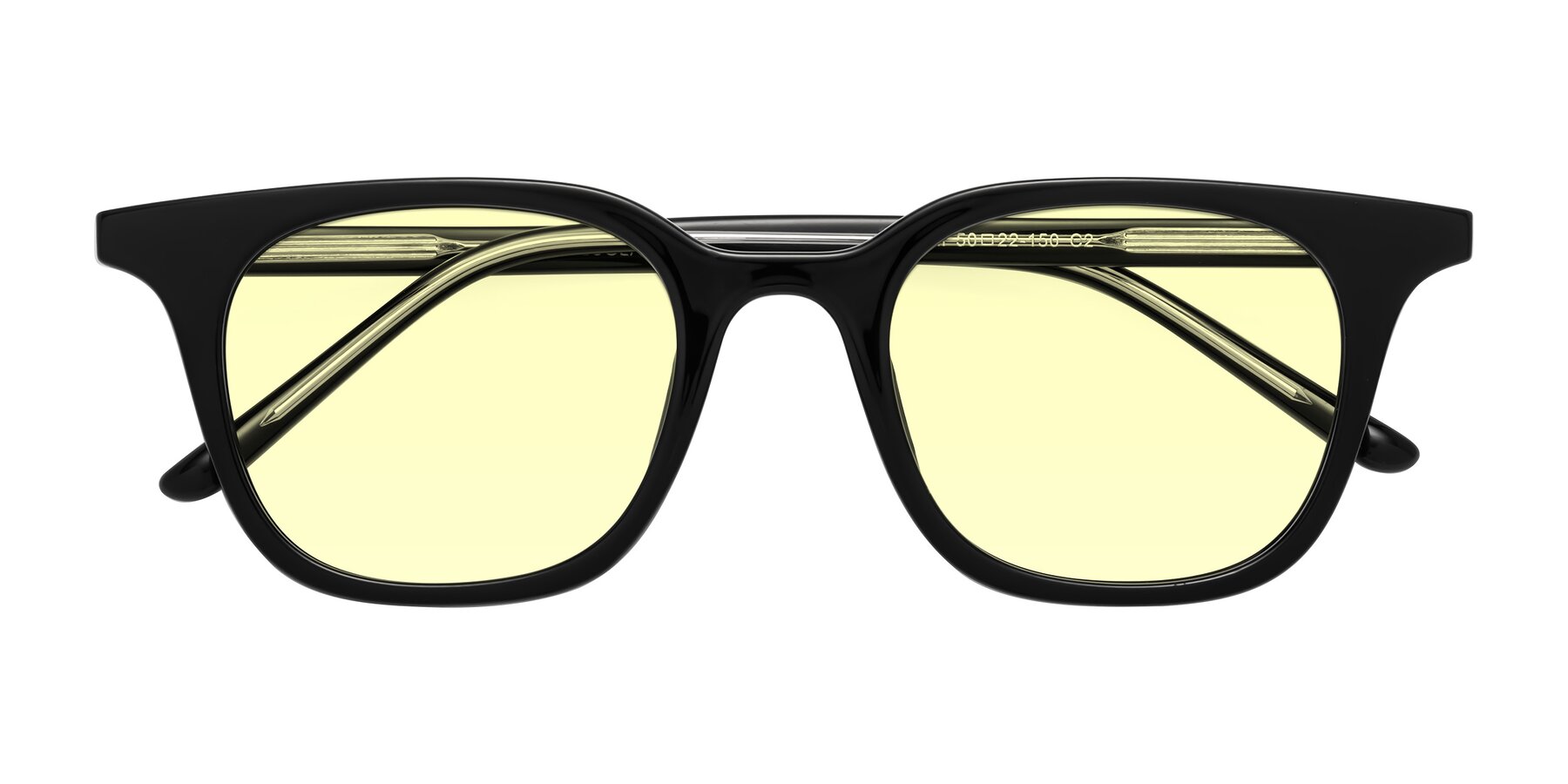 Folded Front of Gemini in Black with Light Yellow Tinted Lenses