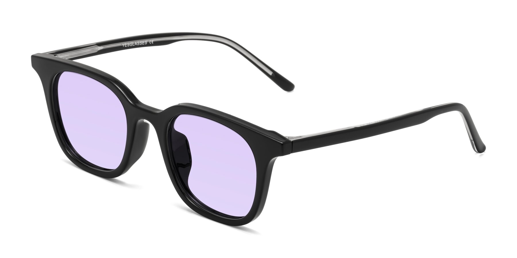 Angle of Gemini in Black with Light Purple Tinted Lenses