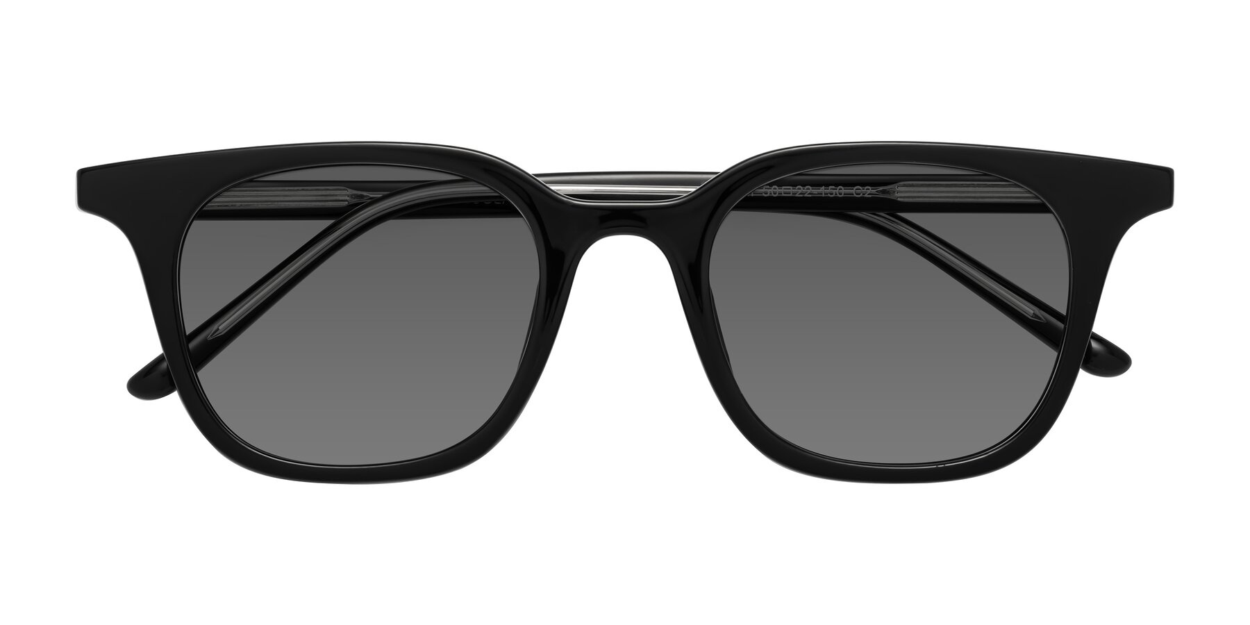 Folded Front of Gemini in Black with Medium Gray Tinted Lenses