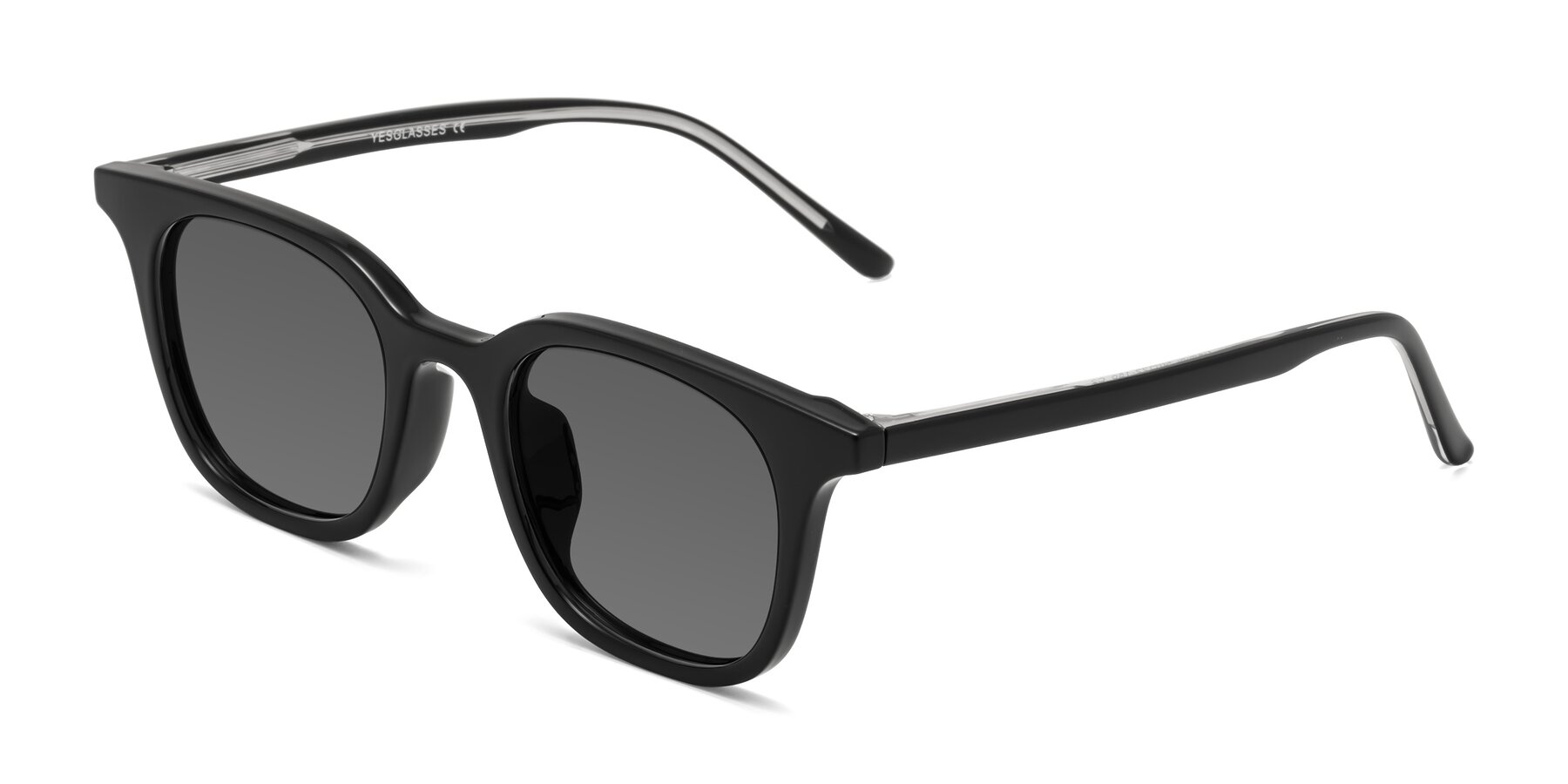 Angle of Gemini in Black with Medium Gray Tinted Lenses